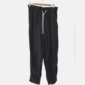 H&M Casual Drawstring Cargo Lyocell Dark Blue High Waisted Paper Bag Pants M